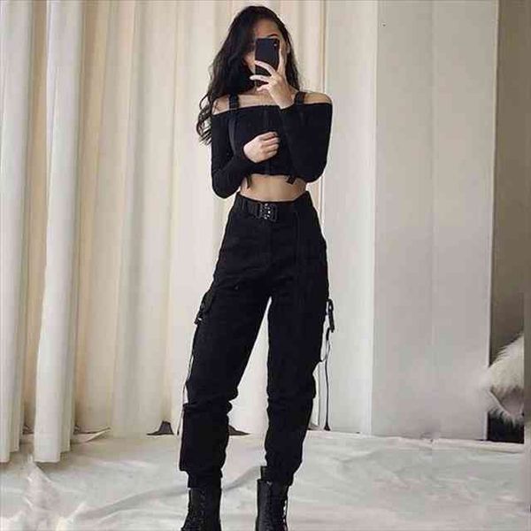 black high waist cargo pants women pockets patchwork loose streetwear pencil pants fashion hip hop womens trousers, Black;white
black high waist cargo pants women pockets patchwork loose streetwear pencil pants fashion hip hop womens trousers, Black;white