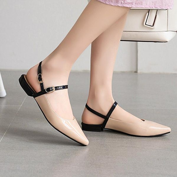 party style pointed toe summer sandals fashion buckle color matching black white apricot flat with women's shoes big size
party style pointed toe summer sandals fashion buckle color matching black white apricot flat with women's shoes big size