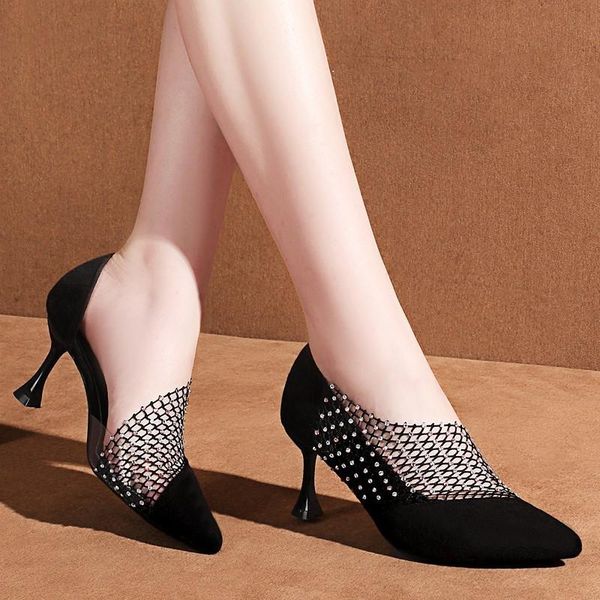 dress shoes sandals women 2021 summer pointed high heels fashion side air color diamond show thin single, Black
dress shoes sandals women 2021 summer pointed high heels fashion side air color diamond show thin single, Black