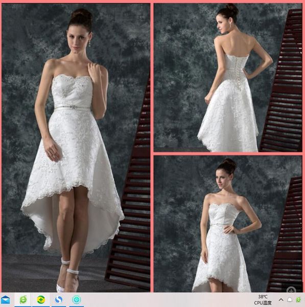 vestido de festa a line white lace high low wedding dress strapless sweetheart neck beaded with sashes iinformal bride dresses summer beach
vestido de festa a line white lace high low wedding dress strapless sweetheart neck beaded with sashes iinformal bride dresses summer beach