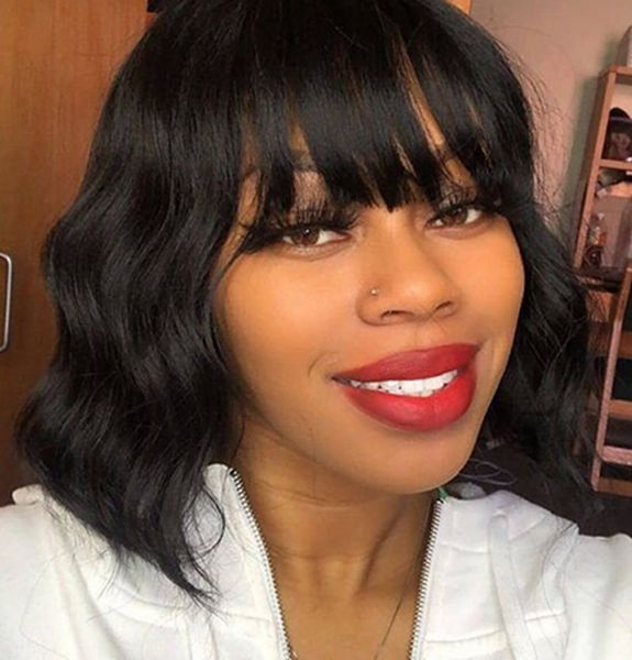 mongolian body wave bob human hair wig with bangs natural color machine made none lace wigs, Black;brown
mongolian body wave bob human hair wig with bangs natural color machine made none lace wigs, Black;brown