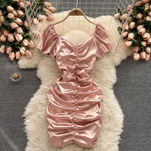 singreiny women ruched satin dress korean puff sleeve v neck slim party dresses summer streetwear pencil short dress 210419, Black;gray
singreiny women ruched satin dress korean puff sleeve v neck slim party dresses summer streetwear pencil short dress 210419, Black;gray