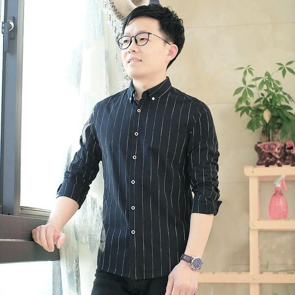creative gray striped shirt autumn men's long-sleeved slim cotton plus size clothing casual shirts, White;black
creative gray striped shirt autumn men's long-sleeved slim cotton plus size clothing casual shirts, White;black
