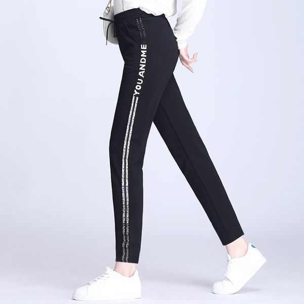 s 4xl plus size motion womens capri spring autumn korean version loose harem elastic waist casual ladies trousers, Black;white
s 4xl plus size motion womens capri spring autumn korean version loose harem elastic waist casual ladies trousers, Black;white