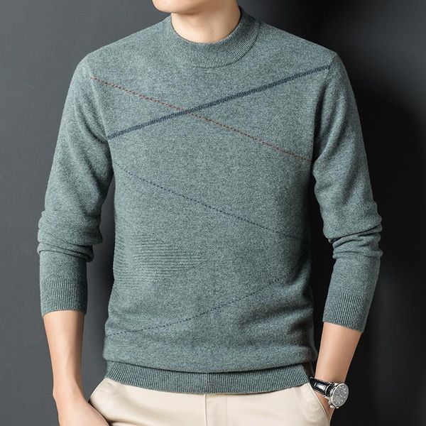 men's sweaters autumn and winter thick 100% pure woolen sweater casual semi-high collar knitted bottoming shirt, White;black
men's sweaters autumn and winter thick 100% pure woolen sweater casual semi-high collar knitted bottoming shirt, White;black