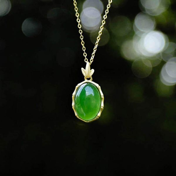 chains natural hetian jade green oval bamboo necklace pendant literary classical exquisite ladies jewelry engagement accessories, Silver
chains natural hetian jade green oval bamboo necklace pendant literary classical exquisite ladies jewelry engagement accessories, Silver