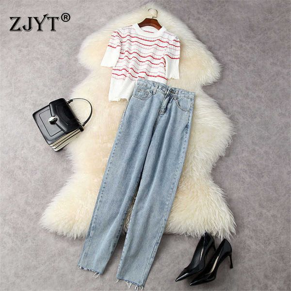 high street fashion summer casual two piece outfits women striped knitted and jeans pants suit sets 210601, White
high street fashion summer casual two piece outfits women striped knitted and jeans pants suit sets 210601, White
