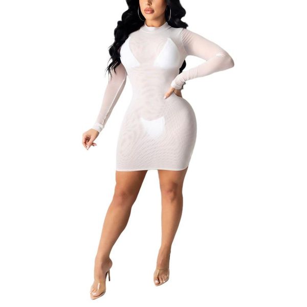 women's swimwear mesh see through cover ups women long sleeve crew neck slim fit midi dress casual beach beachwear bathing, White;black
women's swimwear mesh see through cover ups women long sleeve crew neck slim fit midi dress casual beach beachwear bathing, White;black