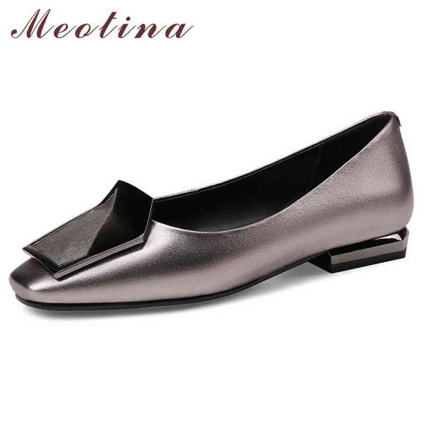 women's ballet flat shoes flat shoes natural leather bottom boat square head leather size 220209, Black