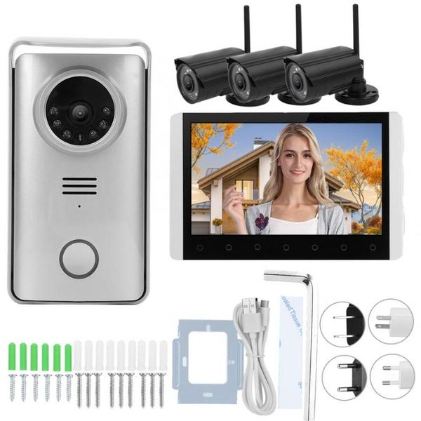 doorbells 100-240v 7in tft lcd intercom visual doorbell 2.4g wireless bell night vision video door phone security system with 3 cameras
doorbells 100-240v 7in tft lcd intercom visual doorbell 2.4g wireless bell night vision video door phone security system with 3 cameras