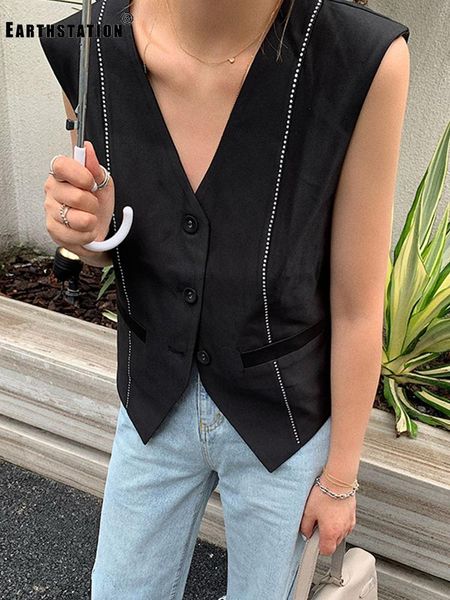 women's vests heavy craft stitching diamond chain v-neck thin section vest jacket ladies autumn style personality wild top, Black;white
women's vests heavy craft stitching diamond chain v-neck thin section vest jacket ladies autumn style personality wild top, Black;white