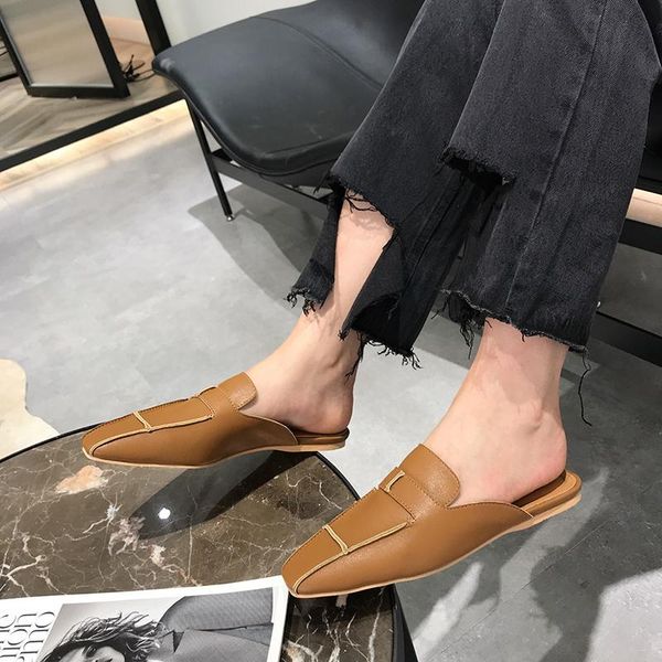 slippers casual women square toe slip on solid color soft leather comfortable flats flip flops women's, Black
slippers casual women square toe slip on solid color soft leather comfortable flats flip flops women's, Black