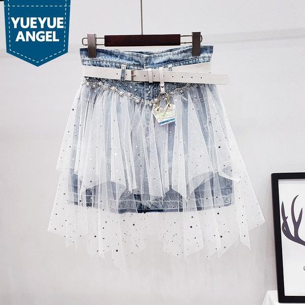 summer 2021 beading high waist denim mesh splice short skirts women streetwear fashion sequined sashes jean blue s-xl, Black
summer 2021 beading high waist denim mesh splice short skirts women streetwear fashion sequined sashes jean blue s-xl, Black