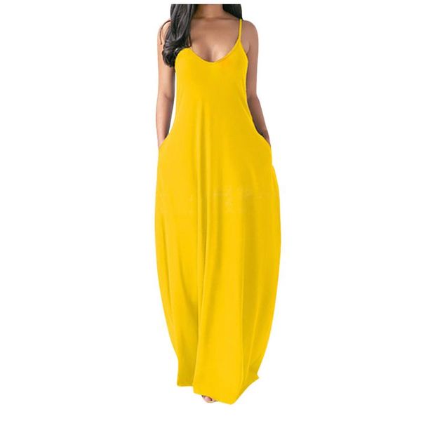 40# plus size woman dress solid sleeveless strap o-neck pockets camisole long bohemia casual robe femme dresses, Black;gray
40# plus size woman dress solid sleeveless strap o-neck pockets camisole long bohemia casual robe femme dresses, Black;gray