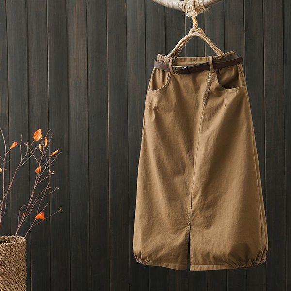 skirts loose cotton elastic waist split skirt women's solid color was thin and versatile temperament a-line with belt fashion, Black
skirts loose cotton elastic waist split skirt women's solid color was thin and versatile temperament a-line with belt fashion, Black