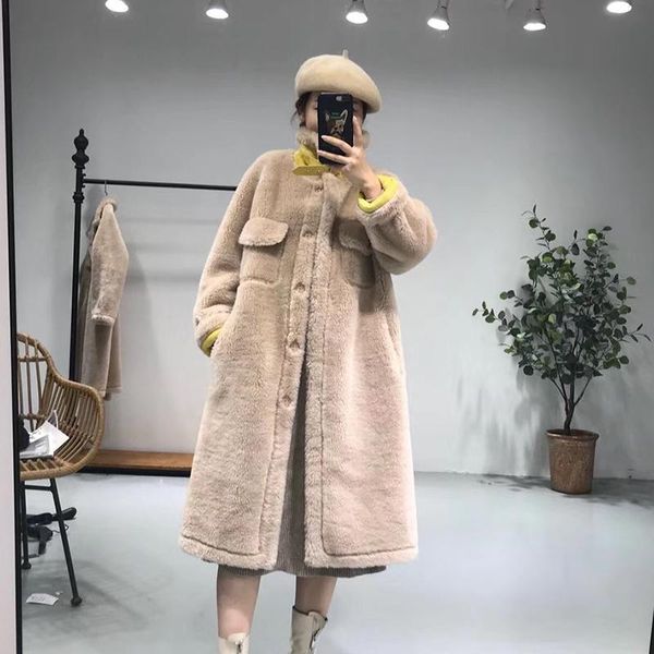 women's fur & faux winter women 2021 fashion real coat sheep shearling long jacket plus size female overcoat, Black
women's fur & faux winter women 2021 fashion real coat sheep shearling long jacket plus size female overcoat, Black