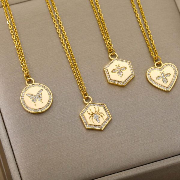 chains zircon necklaces for women stainless steel heart round butterfly pendant chain choker charm gothic animal jewelry christmas gift, Silver
chains zircon necklaces for women stainless steel heart round butterfly pendant chain choker charm gothic animal jewelry christmas gift, Silver