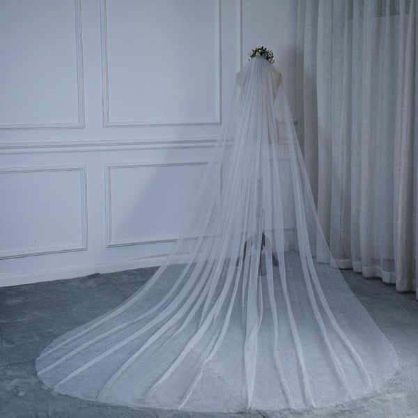 bridal veils cathedral veil cut edge shining material 3 meters chapel wedding accessories in stock, Black