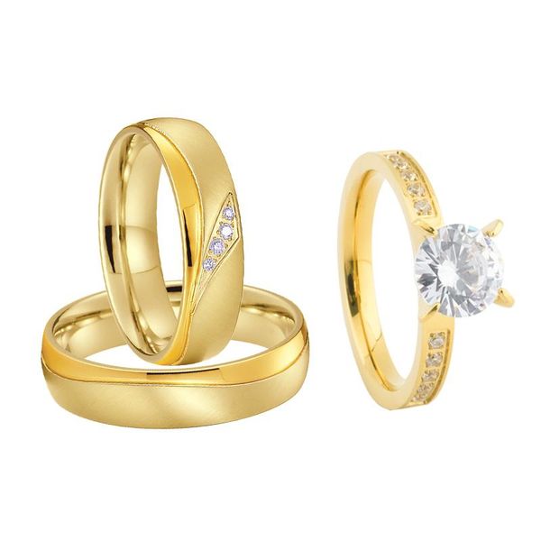 wedding rings 3pcs gold color promise engagement set for men and women lover's alliance marriage anniversary couple ring gift, Slivery;golden
wedding rings 3pcs gold color promise engagement set for men and women lover's alliance marriage anniversary couple ring gift, Slivery;golden