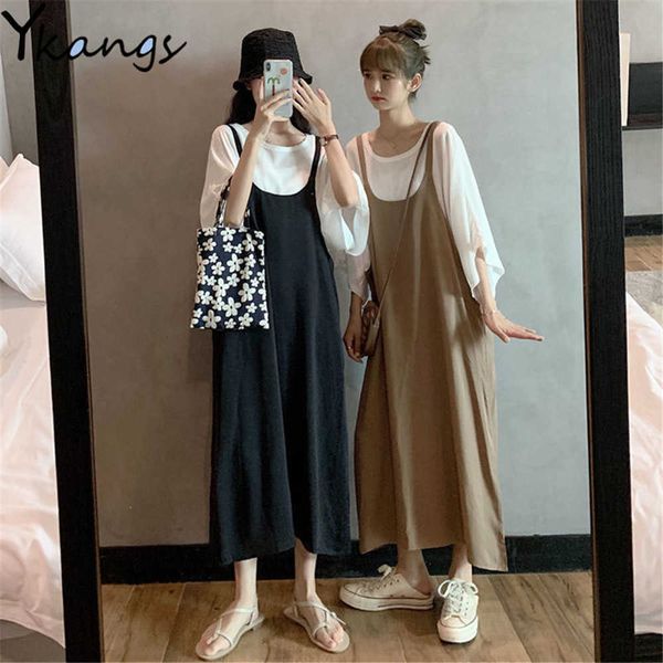 plus size casual 2pcs set suspender long dress +boyfriend loose chiffon t-shirt oversize women summer wild fashion mom suit 210619, White
plus size casual 2pcs set suspender long dress +boyfriend loose chiffon t-shirt oversize women summer wild fashion mom suit 210619, White