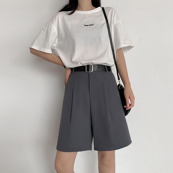 women's shorts 2021 woman suit black gray solid high waist sports cycling wide leg short pants korean plus size, White;black
women's shorts 2021 woman suit black gray solid high waist sports cycling wide leg short pants korean plus size, White;black