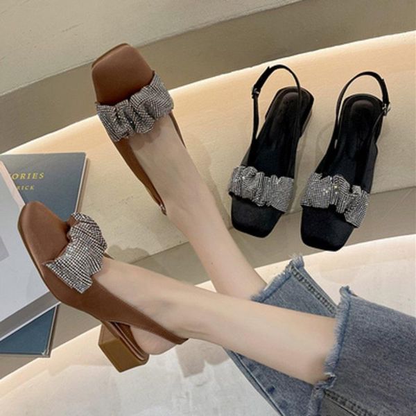 sandals exquisite rhinestone fashion casual one word buckle solid color square toe ladies summer trend single shoes., Black
sandals exquisite rhinestone fashion casual one word buckle solid color square toe ladies summer trend single shoes., Black