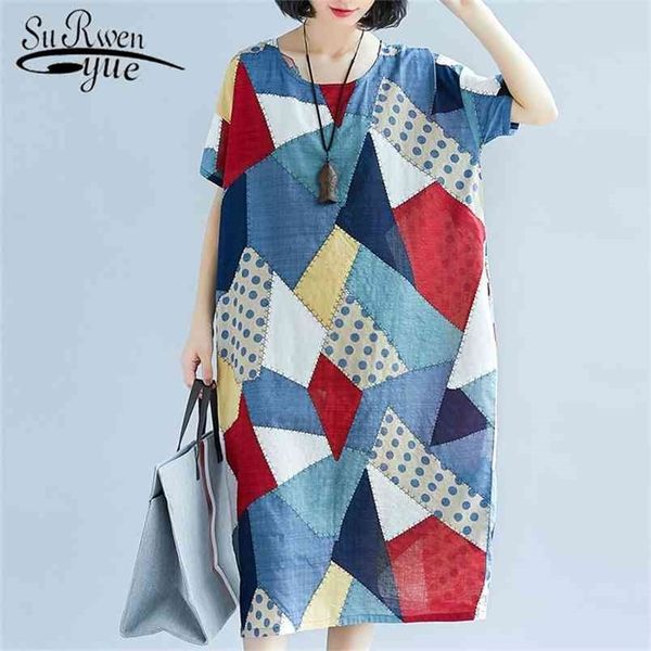 fashion cotton linen women dress short sleeve o-neck loose plus size summer print lattice elegant 0348 210421, Black;gray
fashion cotton linen women dress short sleeve o-neck loose plus size summer print lattice elegant 0348 210421, Black;gray