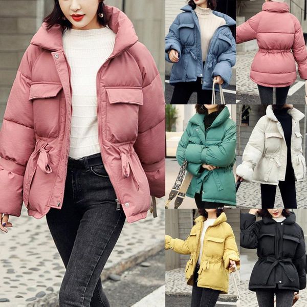women's down & parkas drawstring thick warm women winter coat solid cotton padded stand collar zipper pocket woman female tide izzi, Black
women's down & parkas drawstring thick warm women winter coat solid cotton padded stand collar zipper pocket woman female tide izzi, Black
