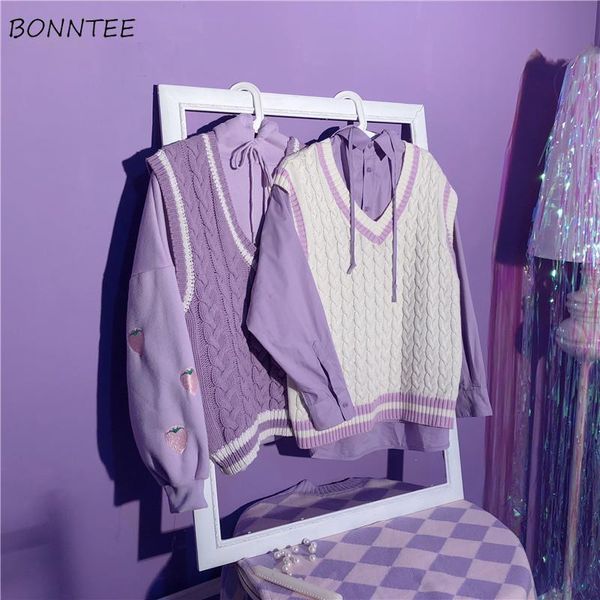 women's vests sweater vest women lovely purple korean v-neck teens twisted all-match autumn fashion femme sleeveless knitwear, Black;white
women's vests sweater vest women lovely purple korean v-neck teens twisted all-match autumn fashion femme sleeveless knitwear, Black;white