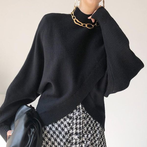 women's sweaters lamtrip irregular black slit stand collar sweater, White;black
women's sweaters lamtrip irregular black slit stand collar sweater, White;black