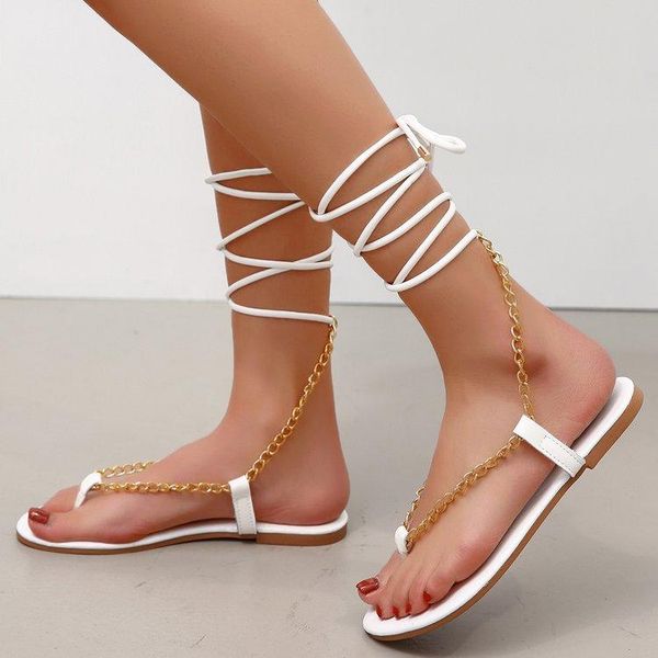 sandals summer trend women metal chain narrow band cross tied flat heel fashion ladies shoes female casual wedding rome, Black
sandals summer trend women metal chain narrow band cross tied flat heel fashion ladies shoes female casual wedding rome, Black