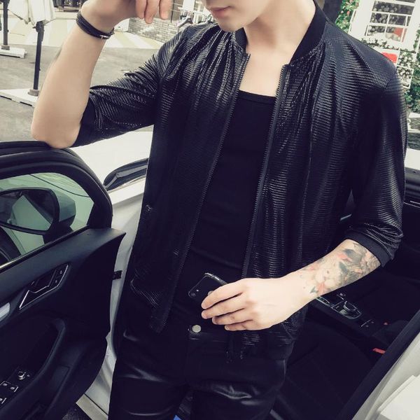 men's jackets quality summer bomber jacket slim fit half sleeve sun protection clothing solid thin night club men clothes 5xl-m shzw, Black;brown
men's jackets quality summer bomber jacket slim fit half sleeve sun protection clothing solid thin night club men clothes 5xl-m shzw, Black;brown