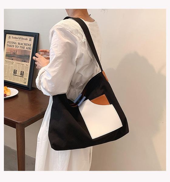 evening bags korean niche design stitching canvas bag women shoulder portable tote all-match casual messenger purses and handbags sac
evening bags korean niche design stitching canvas bag women shoulder portable tote all-match casual messenger purses and handbags sac