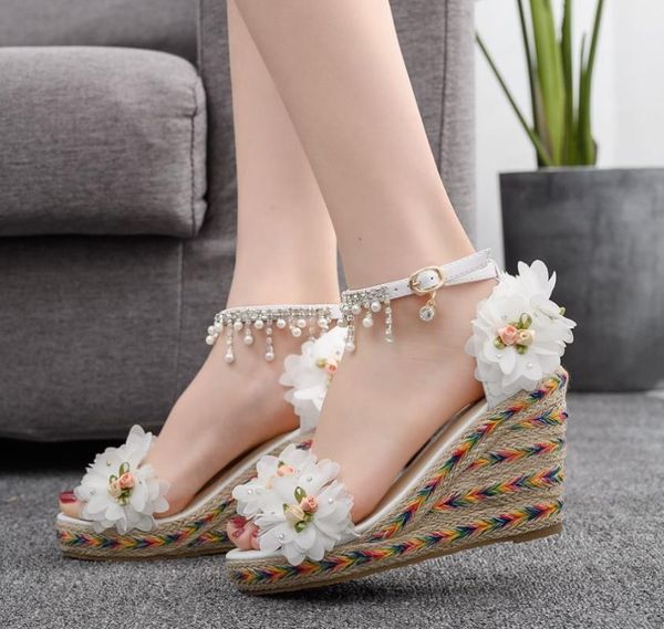 dress shoes womens peep toe lace flowers pearls wedge high heel platform pumps bridal wedding ankle buckle c496, Black
dress shoes womens peep toe lace flowers pearls wedge high heel platform pumps bridal wedding ankle buckle c496, Black