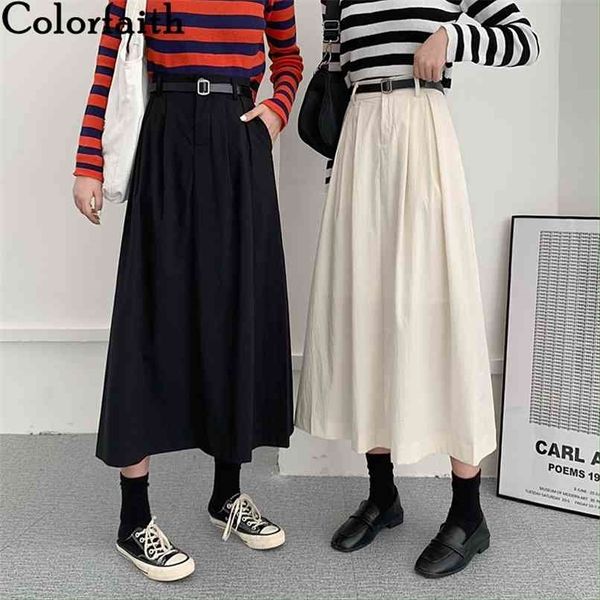 women's skirts spring summer a-line vintage high waist fashionable with belt pockets wild long sk6105 210427, Black
women's skirts spring summer a-line vintage high waist fashionable with belt pockets wild long sk6105 210427, Black