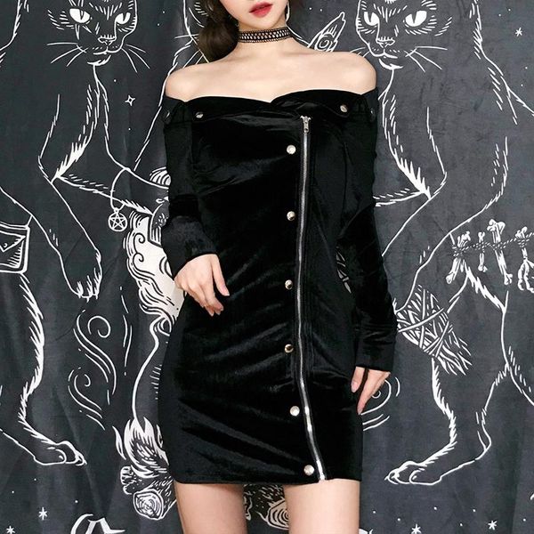 casual dresses slash neck women solid high waist a-line dress long sleeve empire above knee zippers vestidos cute clothing, Black;gray
casual dresses slash neck women solid high waist a-line dress long sleeve empire above knee zippers vestidos cute clothing, Black;gray