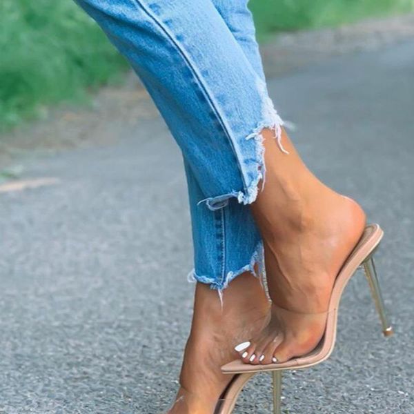 summer transparent pvc slippers women stiletto high heels woman peep toe metal heel party dress mules slides shoes, Black
summer transparent pvc slippers women stiletto high heels woman peep toe metal heel party dress mules slides shoes, Black