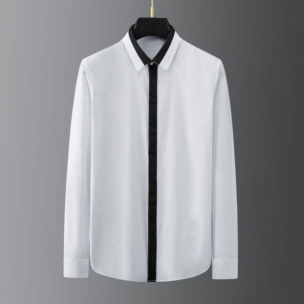 business shirt deluxe and fashionable collar placket black and white stitching men's fashion brand long sleeve casual, White;black
business shirt deluxe and fashionable collar placket black and white stitching men's fashion brand long sleeve casual, White;black