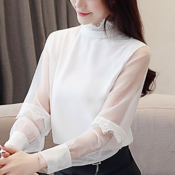 women's blouses & shirts fashion women 2021 solid lace chiffon blouse long sleeve elegant white female blusas b754
women's blouses & shirts fashion women 2021 solid lace chiffon blouse long sleeve elegant white female blusas b754