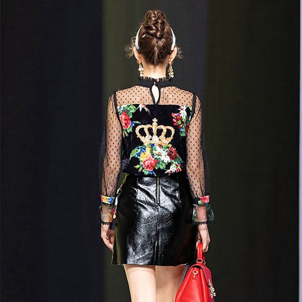 female runway fashion spring two outfit mesh impression and skirt suit twinset party, Black
female runway fashion spring two outfit mesh impression and skirt suit twinset party, Black
