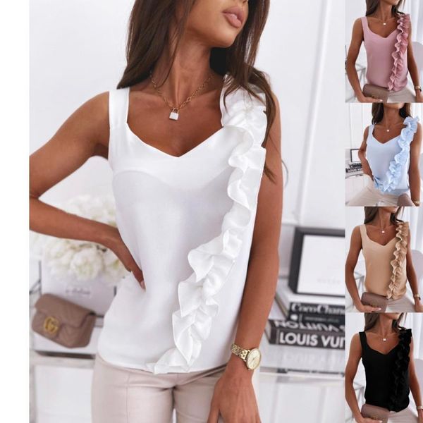 women's blouses & shirts women summer blouse sleeveless solid colors pullover ruffle backless spaghetti office ladies casual, White
women's blouses & shirts women summer blouse sleeveless solid colors pullover ruffle backless spaghetti office ladies casual, White