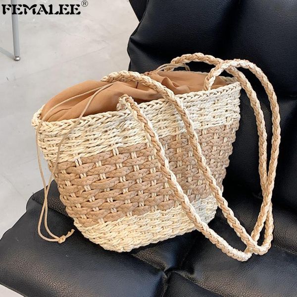 shoulder bags summer handmade straw woven for women large capacity bucket handbags tote handle purses lady beach travel sac
shoulder bags summer handmade straw woven for women large capacity bucket handbags tote handle purses lady beach travel sac