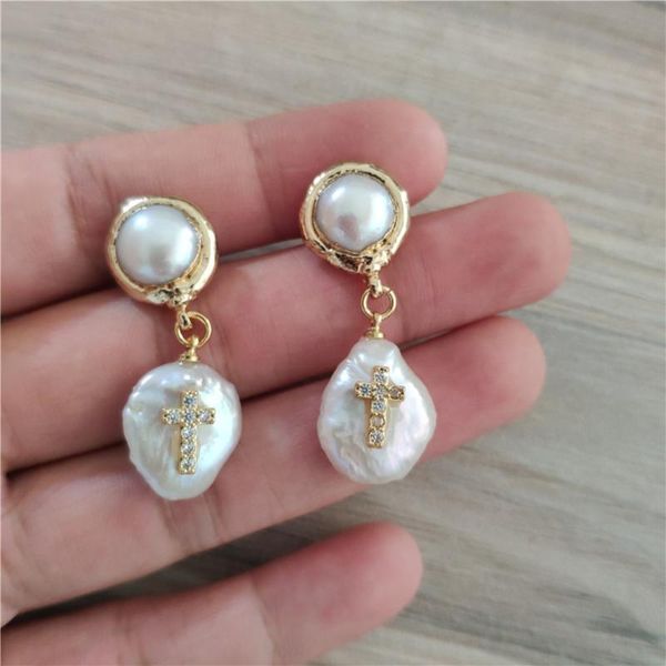 dangle & chandelier handmade white cz cubic zirconia paved tiny gold religious cross charm natural freshwater pearl bead women earring gift, Silver
dangle & chandelier handmade white cz cubic zirconia paved tiny gold religious cross charm natural freshwater pearl bead women earring gift, Silver
