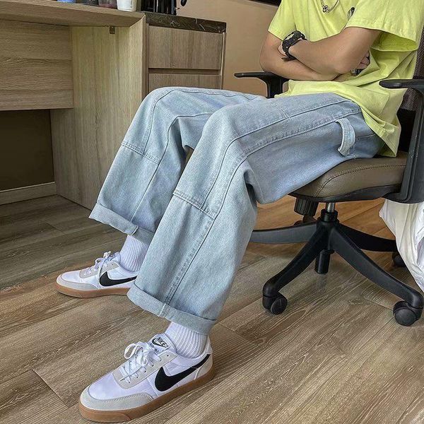 men's jeans washed stitching straight wide-leg cropped trousers casual plus size hiphop loose denim pants four seasons streetwear, Blue
men's jeans washed stitching straight wide-leg cropped trousers casual plus size hiphop loose denim pants four seasons streetwear, Blue