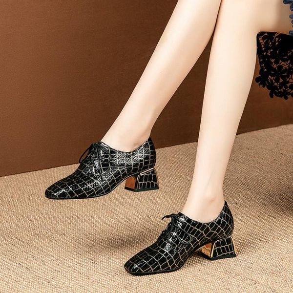 dress shoes mljuese 2021 women pumps sheepskin autumn spring black color square toe checkered lace up high heels party size 34-42
dress shoes mljuese 2021 women pumps sheepskin autumn spring black color square toe checkered lace up high heels party size 34-42