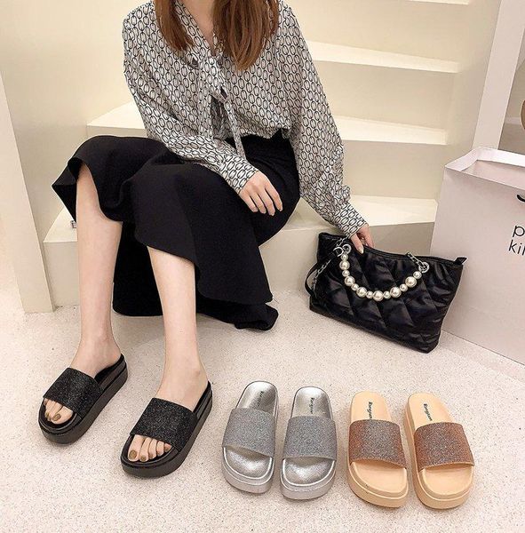 slippers platform women's 2021 summer fashion high heel muffin for outer wear, Black
slippers platform women's 2021 summer fashion high heel muffin for outer wear, Black
