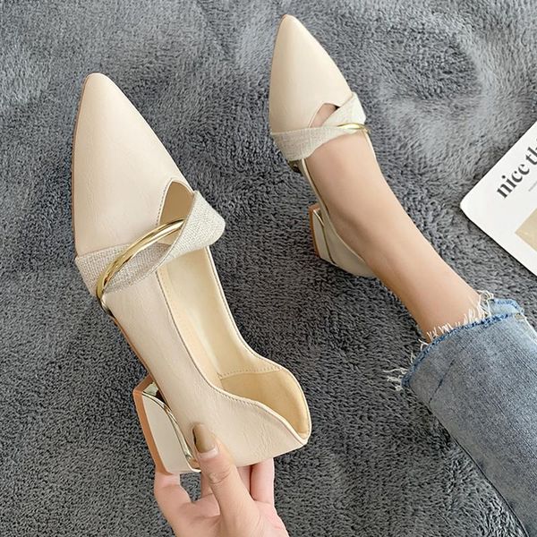 

dress shoes elegant women pointed pumps design luxurious prom banquet low-heeled office slip-on 2021 outdoor woman, Black