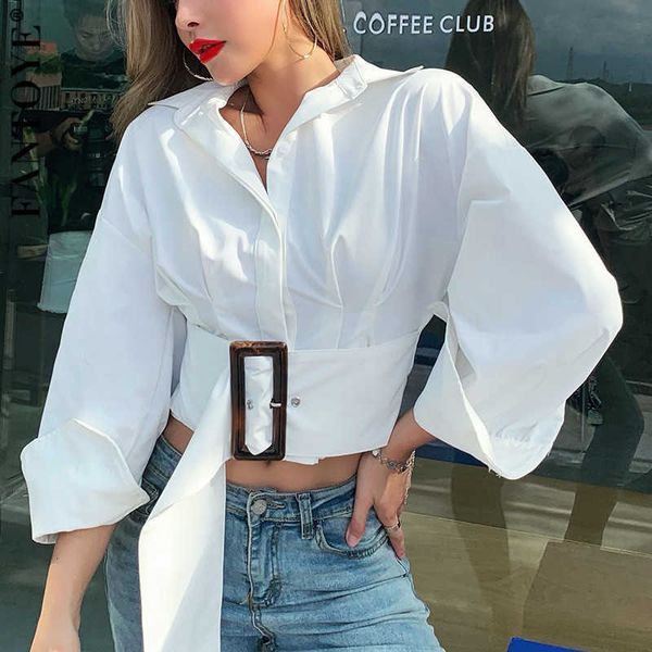 women's blouses & shirts turn-down collar long sleeve waistband cotton women fashion button mini elastic waist tee skinny partywear x5h, White
women's blouses & shirts turn-down collar long sleeve waistband cotton women fashion button mini elastic waist tee skinny partywear x5h, White