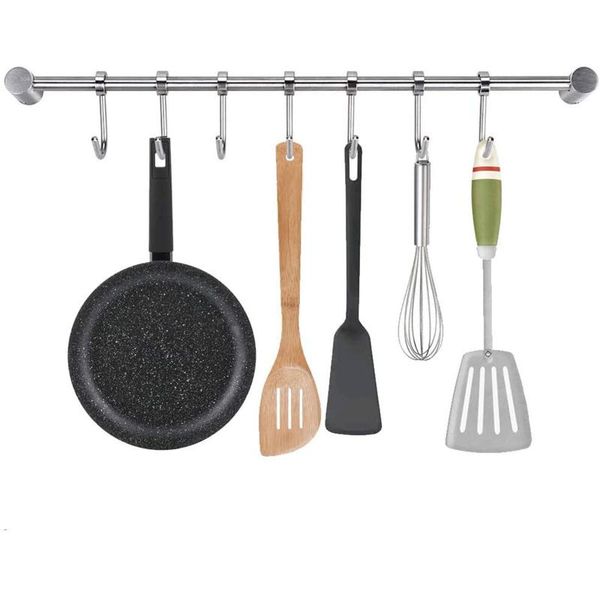 hooks & rails stainless steel kitchen utensil rack with 7 hook furniture bathroom wall rail clothing home organizer
hooks & rails stainless steel kitchen utensil rack with 7 hook furniture bathroom wall rail clothing home organizer