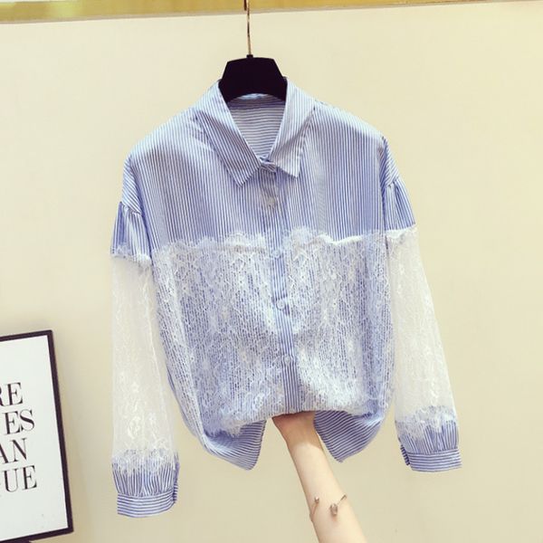 autumn women's turn down collar stripe patchwork lace sleeves shirt ladies casual shirts blouse blusas a3928 210428, White
autumn women's turn down collar stripe patchwork lace sleeves shirt ladies casual shirts blouse blusas a3928 210428, White